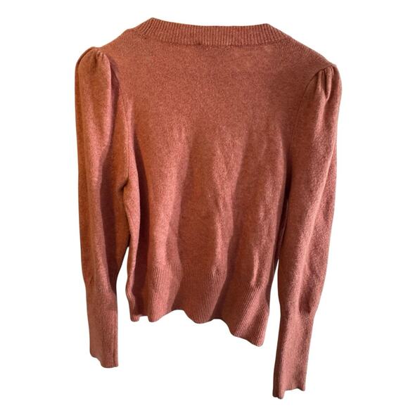 NEW EXPRESS $98 M PINK JEWEL EMBELLISHED BUTTON PUFF SLEEVE SWEATER COQUETTE Y2K - Picture 9 of 12